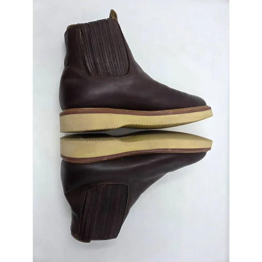 ORIGINAL MICHEL BROWN LEATHER SHORT ANKLE PULL ON WORK BOOTS SOFT TOE MENS 11